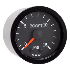 VDO Vision Black 15 PSI Mechanical Boost Gauge - 12V [150-101]