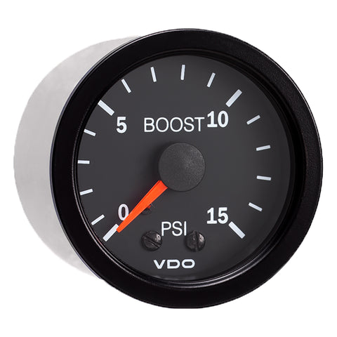 VDO Vision Black 15 PSI Mechanical Boost Gauge - 12V [150-101]