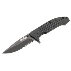 Kuuma 4.5" Serrated Edge Spring Assisted Folding Knife - Stainless Steel [51911]