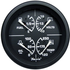 Faria Heavy-Duty 4" Multifunction [Fuel Level | Oil PSI (100 PSI) | Water Temp (120-250 F) | Voltmeter (10-16 VDC)] - Black [43006]