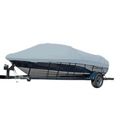 Carver Performance Poly-Guard Styled-to-Fit Boat Cover f/18.5 Sterndrive V-Hull Runabout Boats (Including Eurostyle) w/Windshield  Hand/Bow Rails - Grey [77118P-10]