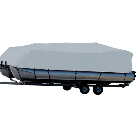 Carver Performance Poly-Guard Styled-to-Fit Boat Cover f/20.5 Pontoons w/Bimini Top  Partial Rails - Grey [77620P-10]