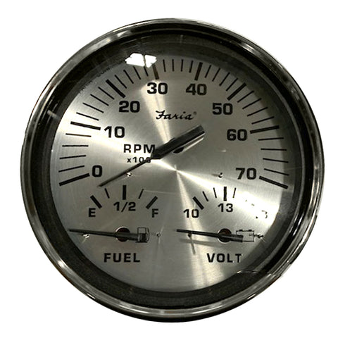 Faria Spun Silver 5" Multifunction 3-in-1 Combination Gauge w/Tachometer, Fuel  Voltmeter [GT0031]